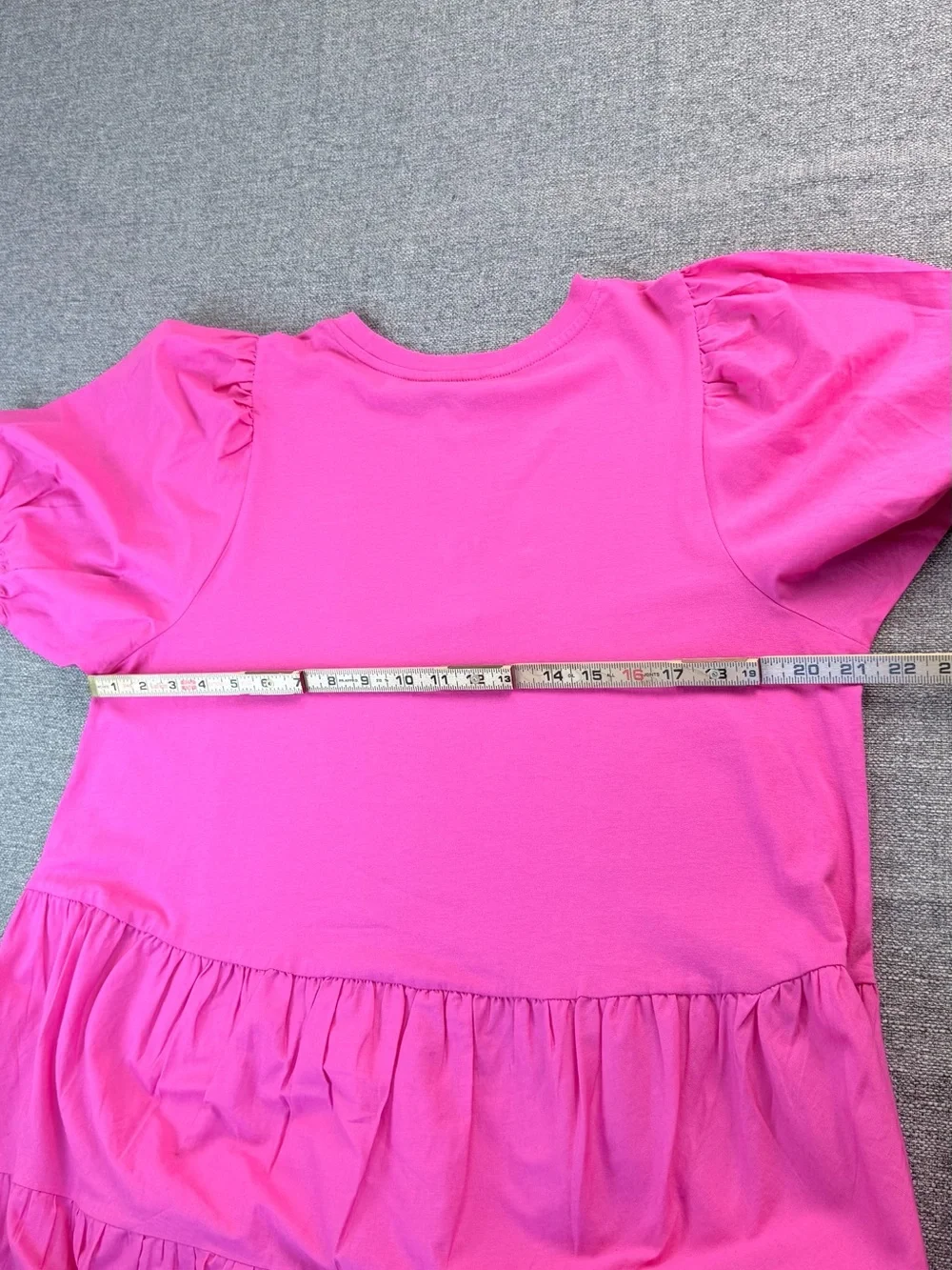 Zara Hot Pink Tiered Puff-Sleeve Dress SzXL - Picture 12 of 12